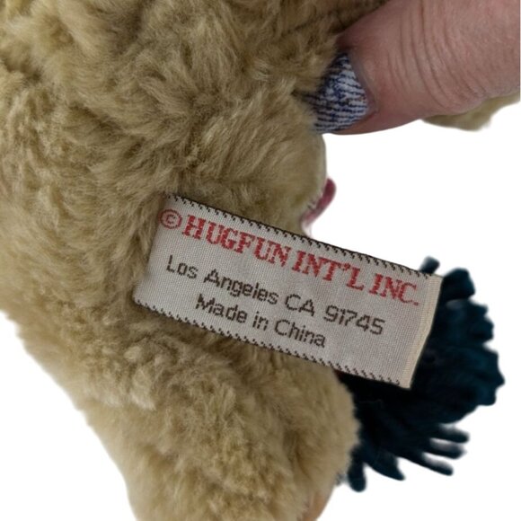 Hugfun Teddy Bear Plush Tan 6" Stuffed Animal Toy Christmas Knit Hat Scarf Vtg - Picture 4 of 5